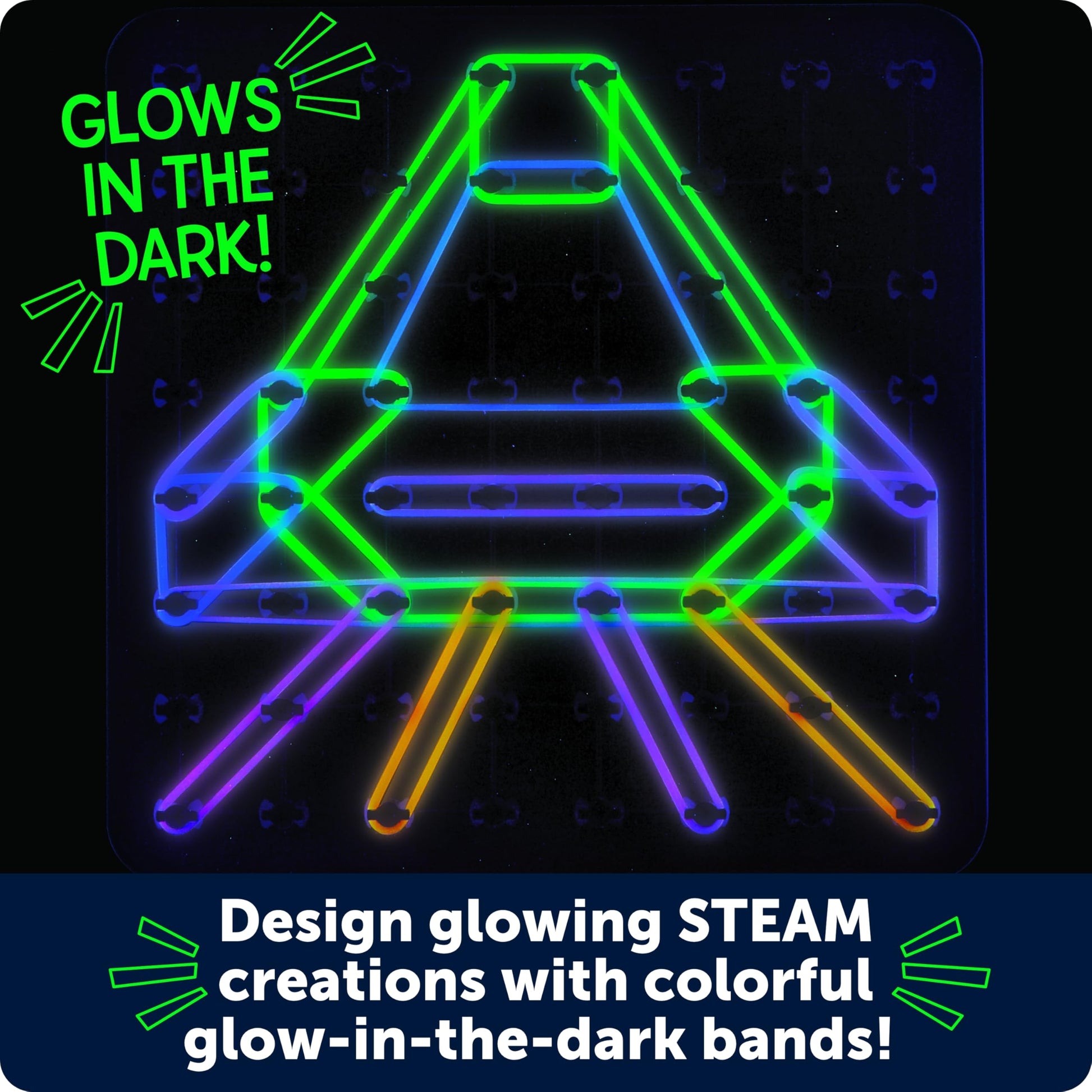 Learning Resources STEM Explorers Geo-Glow Art Kit - Glow in The Dark Toys, Kids Art Display, Homeschool, Fine Motor Skills, Critical Thinking
