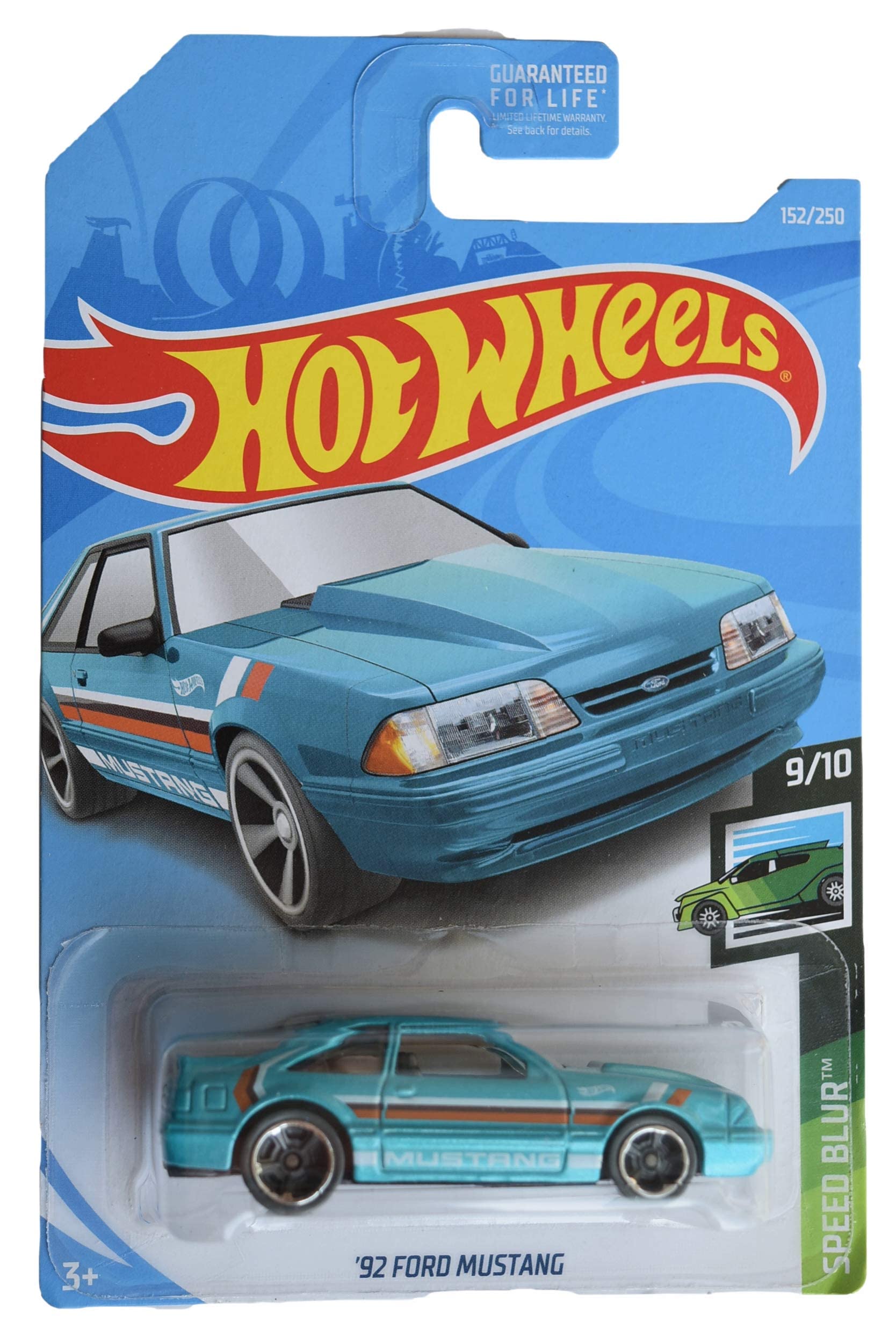 Hot Wheels '92 Ford Mustang, [Blue] 152/250 Speed Blur 9/10