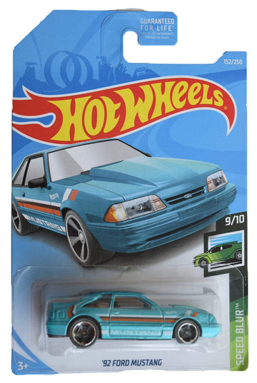 Hot Wheels '92 Ford Mustang, [Blue] 152/250 Speed Blur 9/10