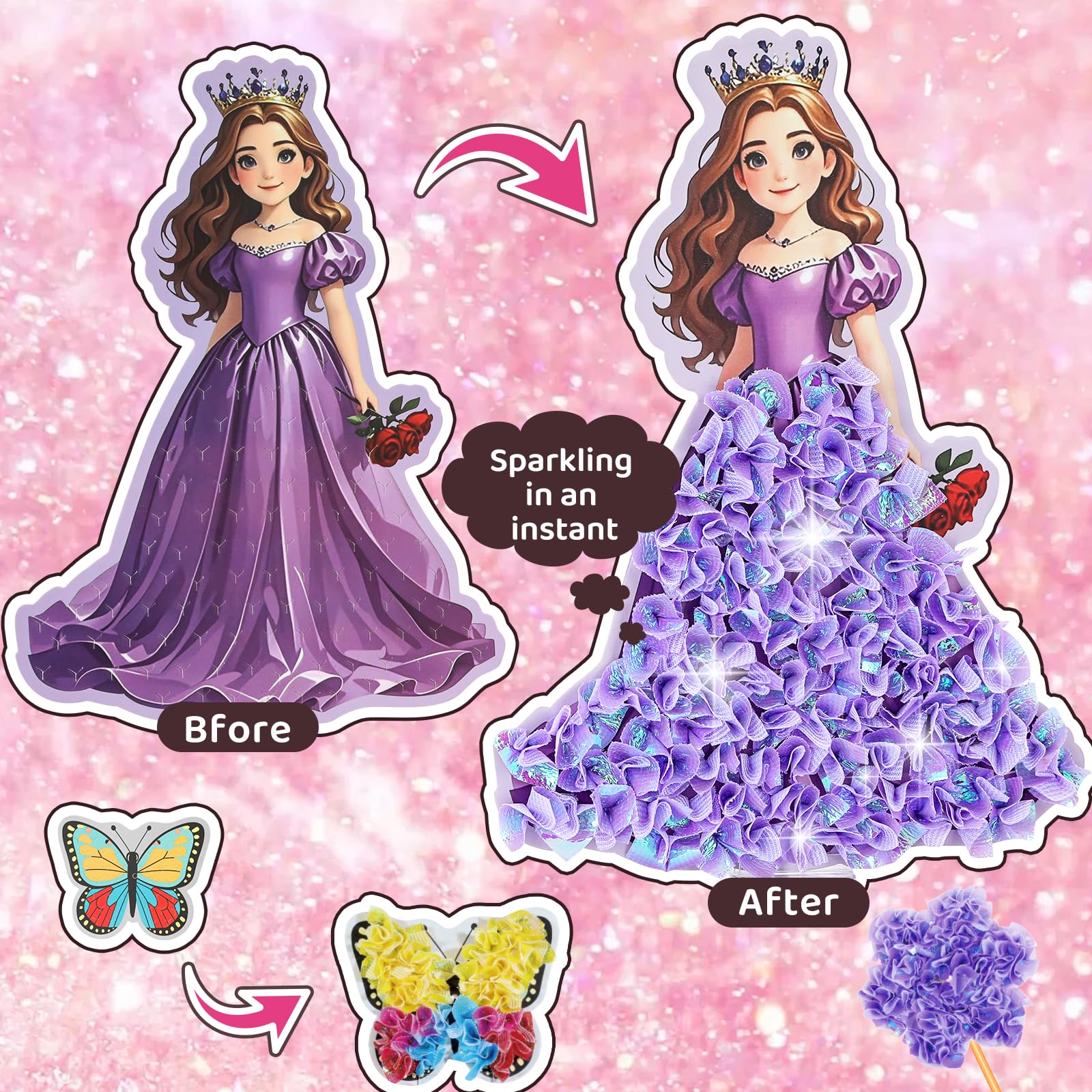 Poke Art Princess Kit Gift 10 Pcs Set,Crafts For Kids Ages 4-8, Diy Craft Kits With & Arts And Crafts For Kids.4, 5, 6, 7, 8, 9,10 Christmas