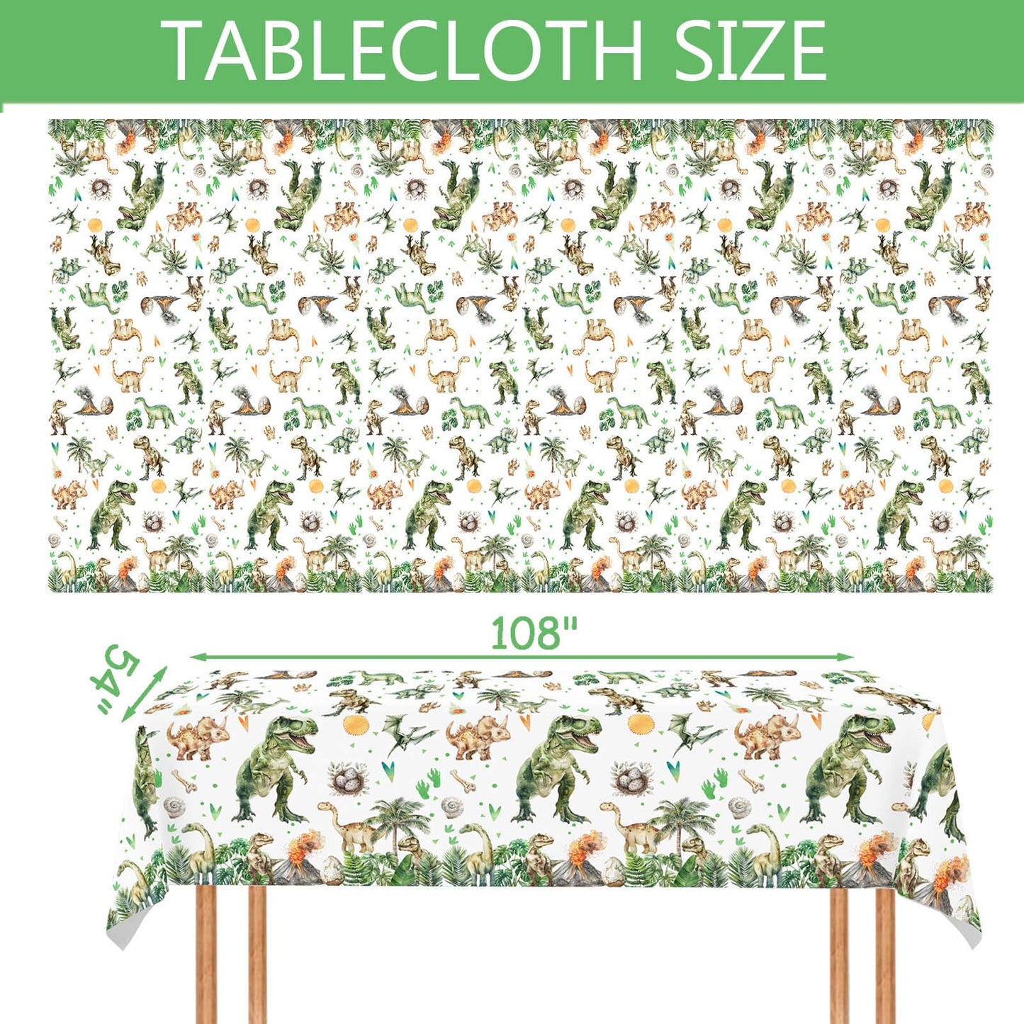 318 Pcs Dinosaur 4th Birthday Decorations for Boy, Dino Roar I'm Four Party Supplies, 20 Serves Include Plates, Cups, Napkins, Backdrop, Tablecloth