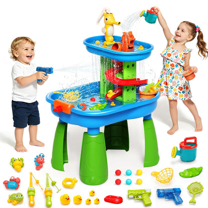 Water Table for Kids Ages 3-8,STEM 28PCS Rain Shower Sand & Water Play Set