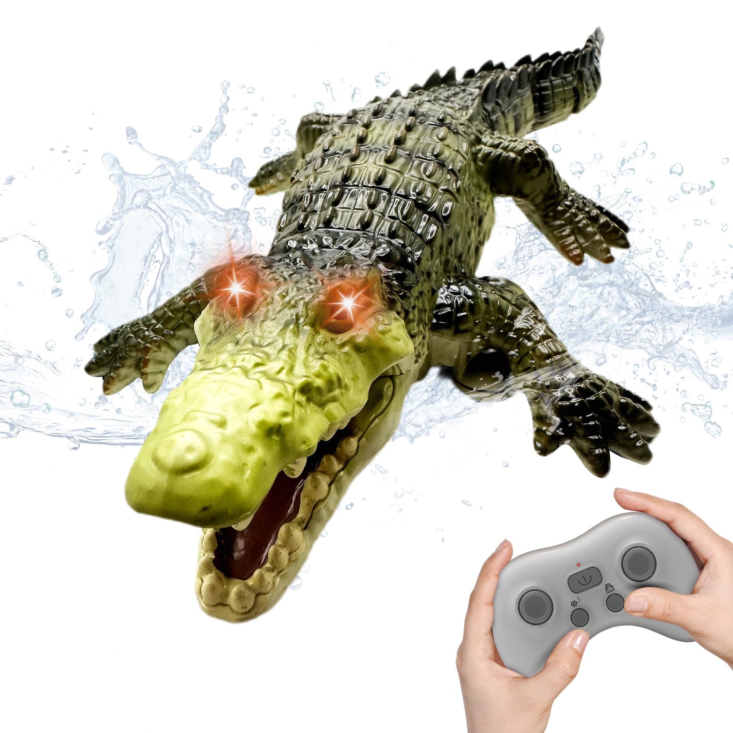 Moskiddo Remote Control Boat Crocodile Water Toy for Kids 3-5, 5-7, 10-12, RC Alligator for Boys 4-6, 6-8, Top Summer Swimming Pool/Lake Toys for Kids
