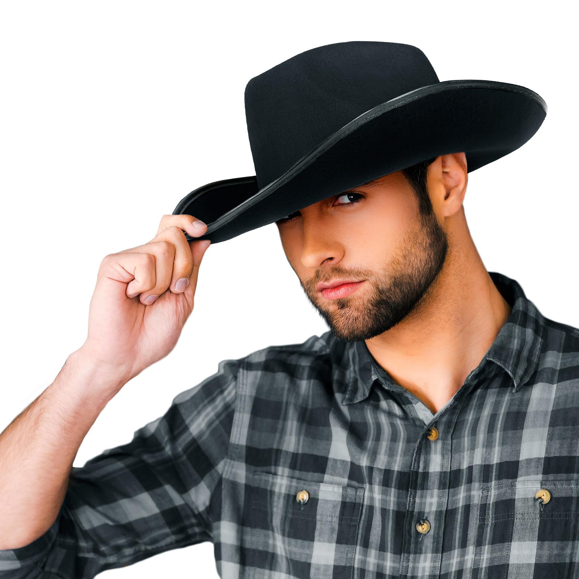 Fun Central Felt Studded Cowboy Hat Party Favor Supplies - Black