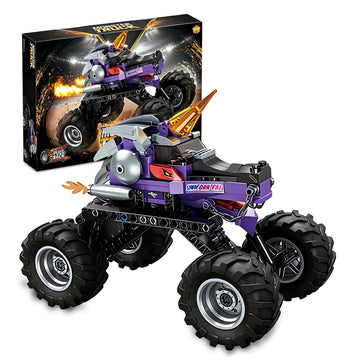Technic Building Monster Unicorn Truck Toy for Boys and Girls, 2in1 Racing Pull Back Car Toys for Off Road Stunts, Kids Birthday Gift Idea, Great