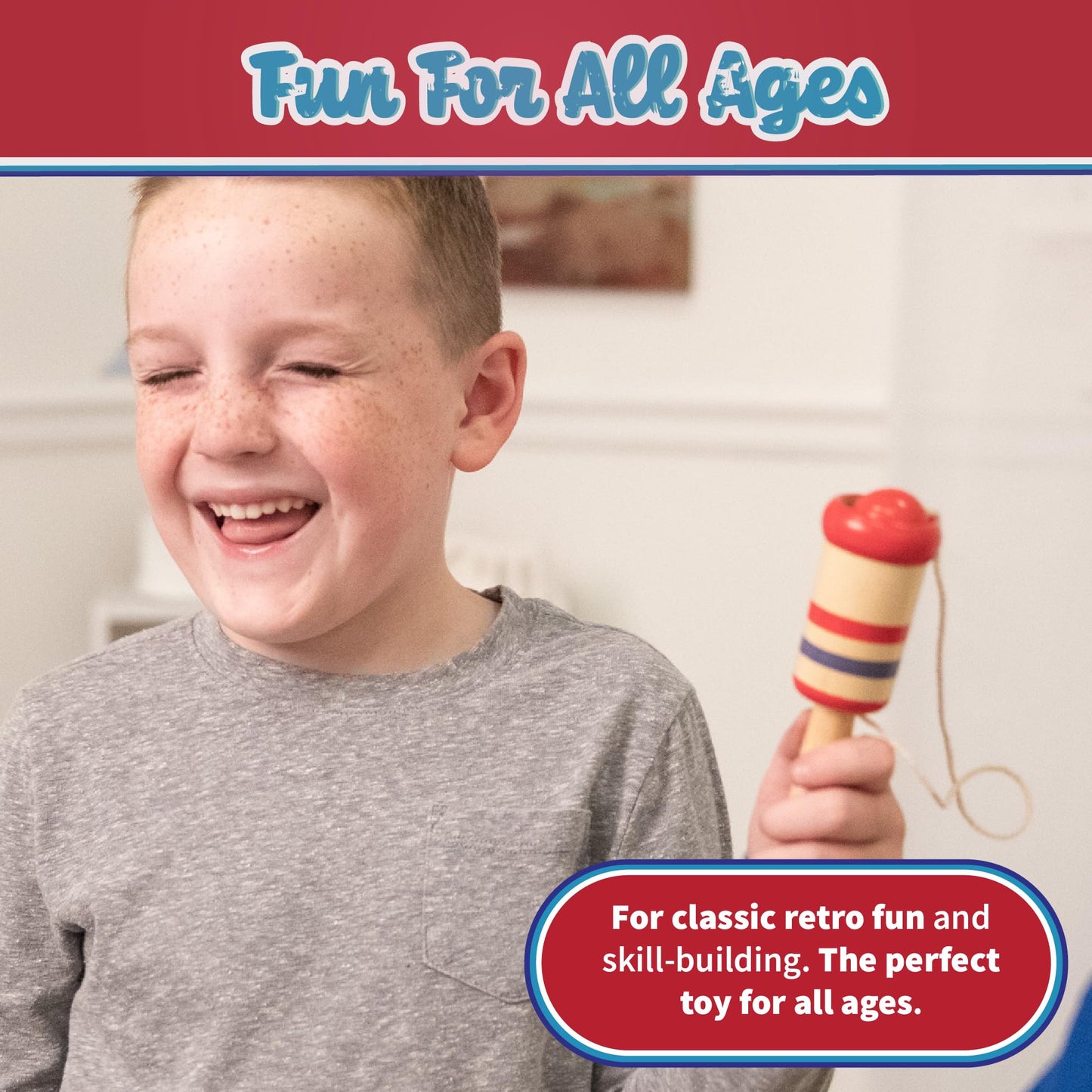 Continuum Games Way Back Toys Wooden Ball Catch, Game of Steady Hands and Skill, Novelty Family Fun Game for Ages 5 and up