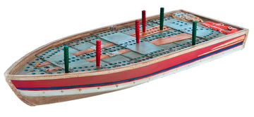 Outside Inside - Hand Painted Tin Boat Cribbage Board