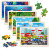 6 Packs Puzzles for Kids Ages 4-6,24Pcs Wooden Puzzles for Kids Ages 3-5,Dinosaur Animals Vehicle Space Farm Jigsaw Puzzles,Preschool Educational Toys