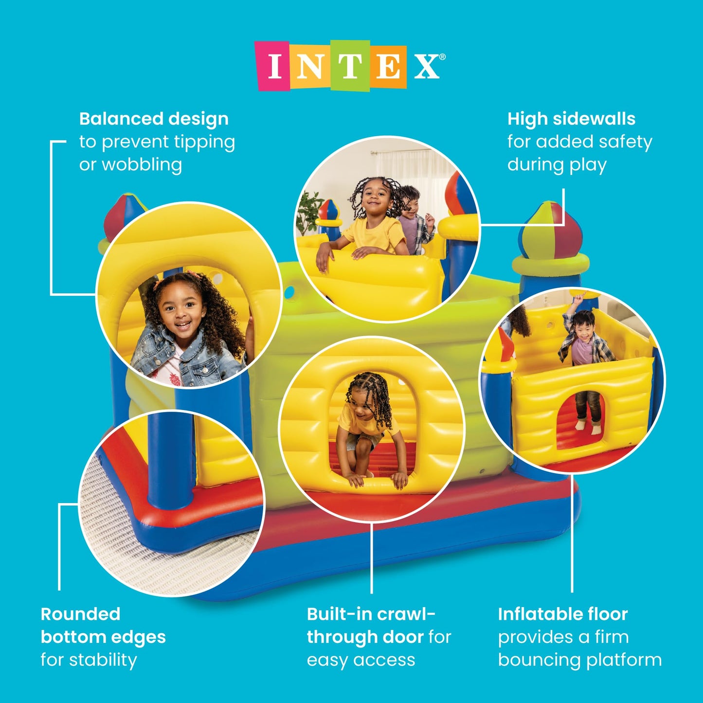 INTEX Jump-O-Lene Inflatable Bouncy Castle for Kids Ages 3-6