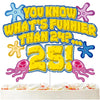 Whats Funnier Than 24 25 Cake Topper, Yellow Sponge 25th Birthday Cake Decor, Single Sided Glitter Cardstock with Acrylic Stick, Funny 25th Birthday