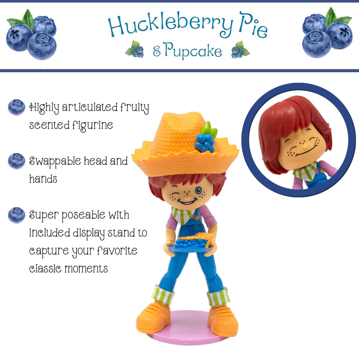 Boss Fight Studio Strawberry Shortcake Deluxe Huckleberry Pie Collectible Action Figure - Highly Articulated Fruity Scented Figurine with Accessories