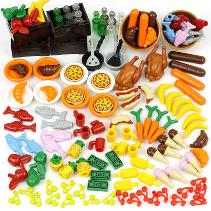 City Food Accessories - Building Block Friends Animals Bricks, People House Kitchen Farm Restaurant MOC Pieces Parts, Classic Party Favors Toys