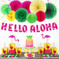 Hawaiian Aloha-Luau Flamingo Party-Decorations Supplies - 21pcs Hello Banner,Pool Paper Lanterns Honeycomb,Beach Theme Streamers Garland,Tissue Pom