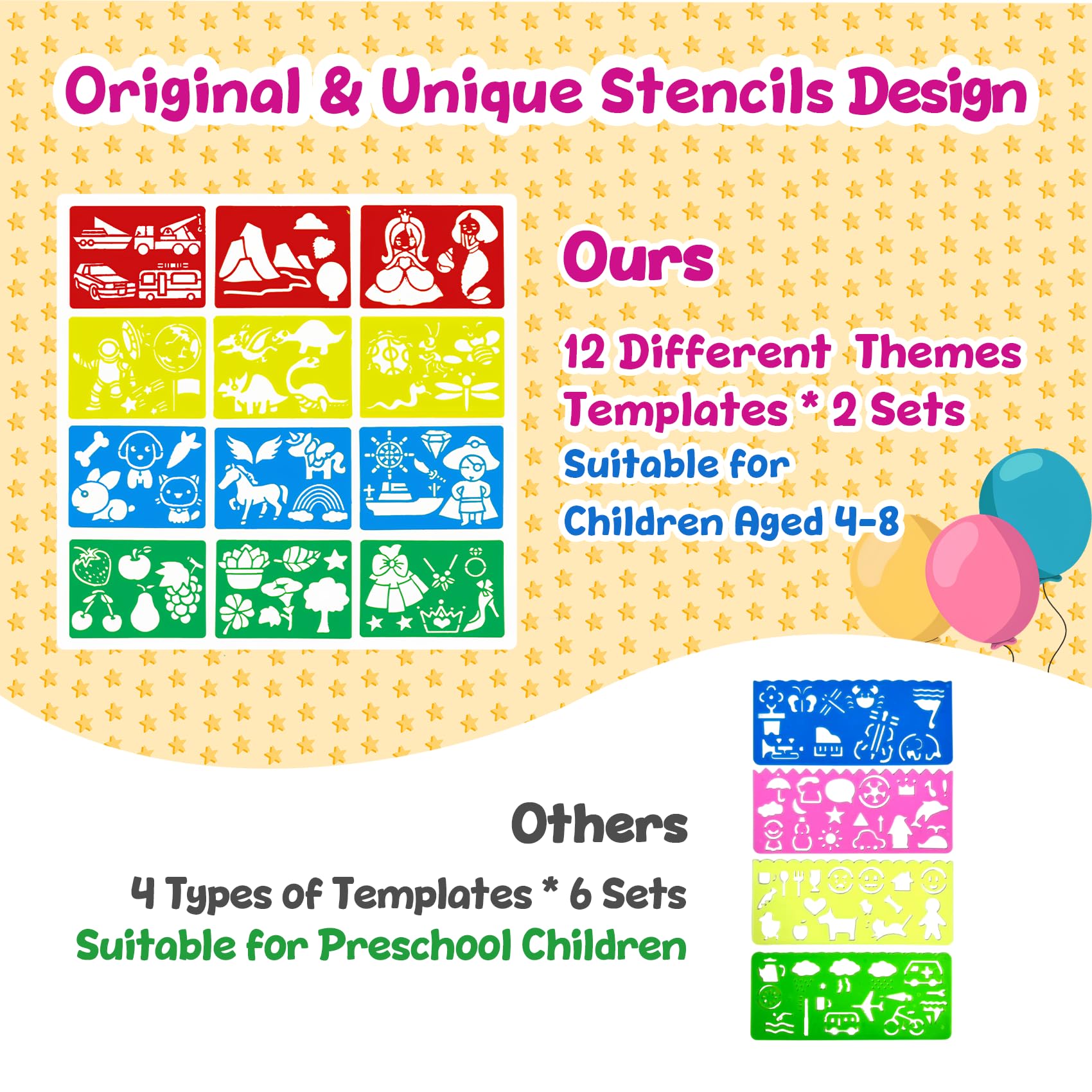 Decojoy Party Favors for Kids 4-8, Scratch Art Birthday Return Gifts, Bulk Rainbow Scratch Paper Notebook 24 Set with Reusable Stencils, Christmas