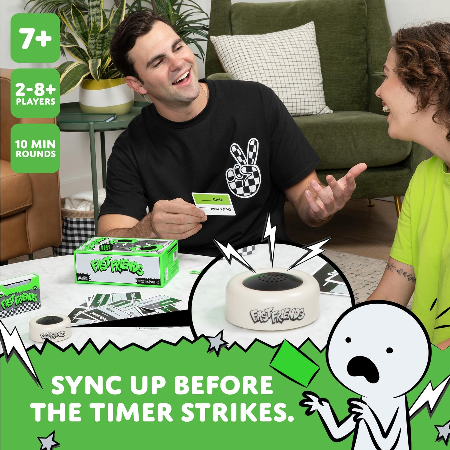Exploding Kittens Fast Friends Party Game - Speed-Guessing Card Game with Timer, Life Tokens & Card Holder, Family Game Night, Ages 7+, 2-8 Players