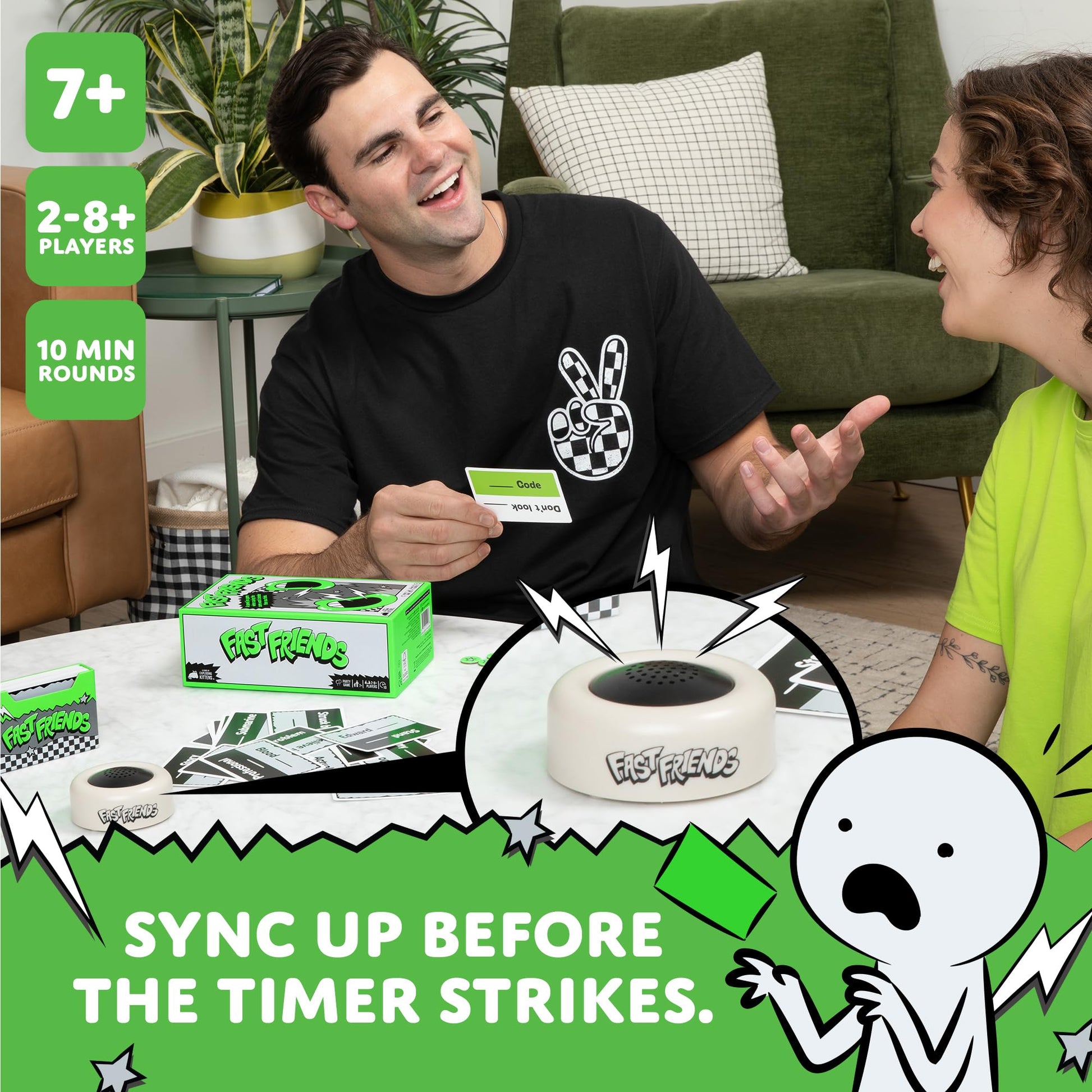 Exploding Kittens Fast Friends Party Game - Speed-Guessing Card Game with Timer, Life Tokens & Card Holder, Family Game Night, Ages 7+, 2-8 Players