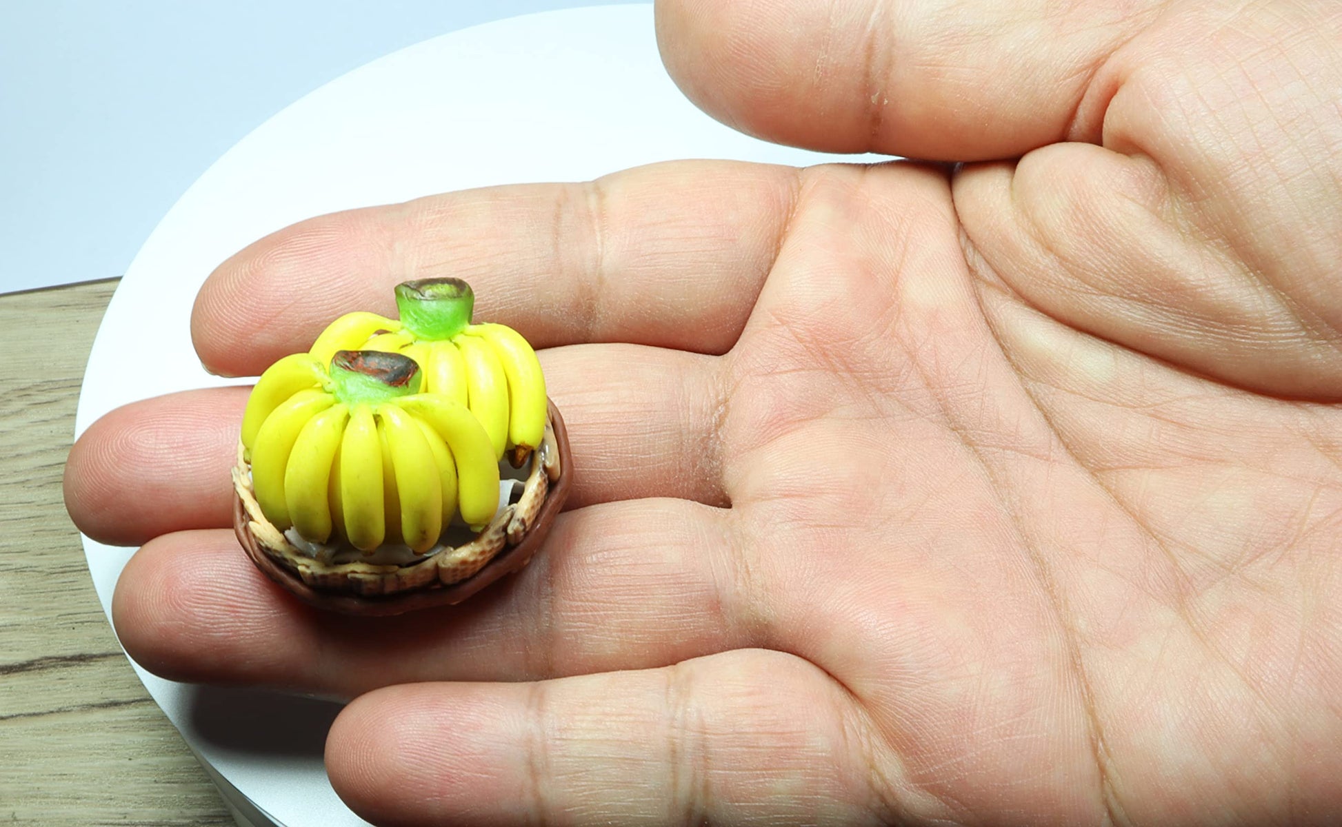 Realistic Guava, Banana and Purple Grapes Fruit Basket Figurine, Miniature Dollhouse Accessory, Perfect DIY Dollhouse Kitchen