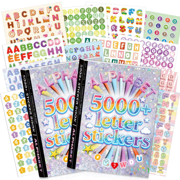 Letter Stickers, 5000 PCS+ Alphabet Stickers Book, Self-Adhesive Colorful Stickers Letters & Numbers for Junk Journal Supplies Kids DIY Crafts
