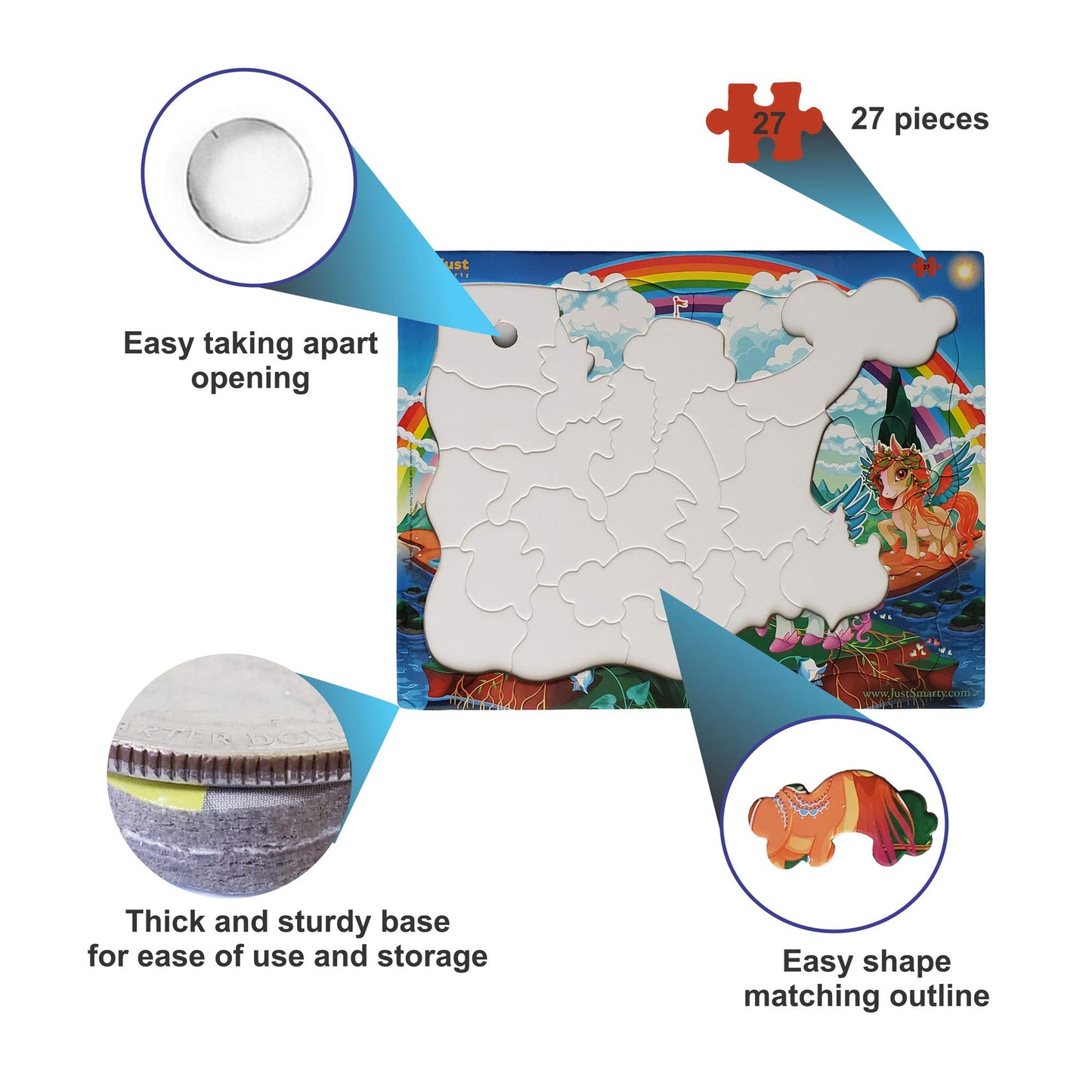 Just Smarty Unicorn Puzzle for Girls, 27 Pieces
