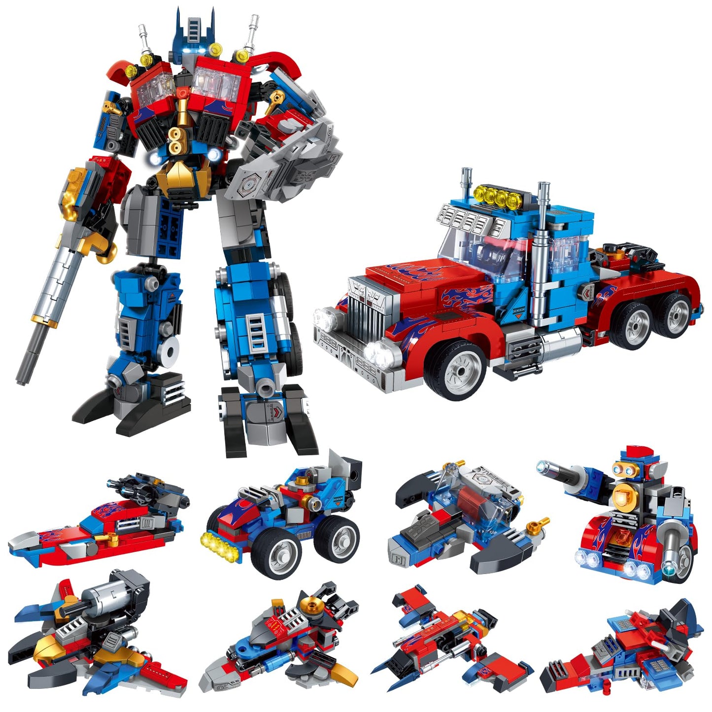 IBLOTIME Transforming Robot Building Sets Easter 8 in 2 Robot Vehicle Models 769 PCS Creative Assembly Display Gift Christmas Birthday Ages 14+