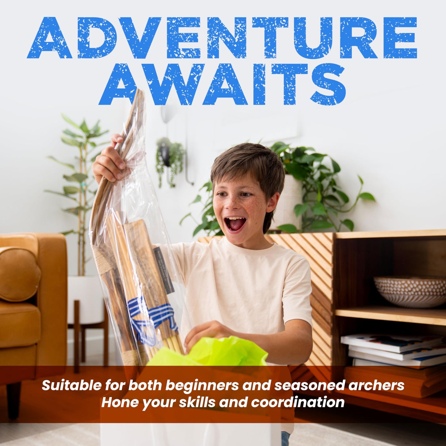 Adventure Awaits! Handmade Wooden Bow and Arrow Set w/Paracord Wrap | 10 Wood Arrows, Quiver, and 2 Targets | for Outdoor Play