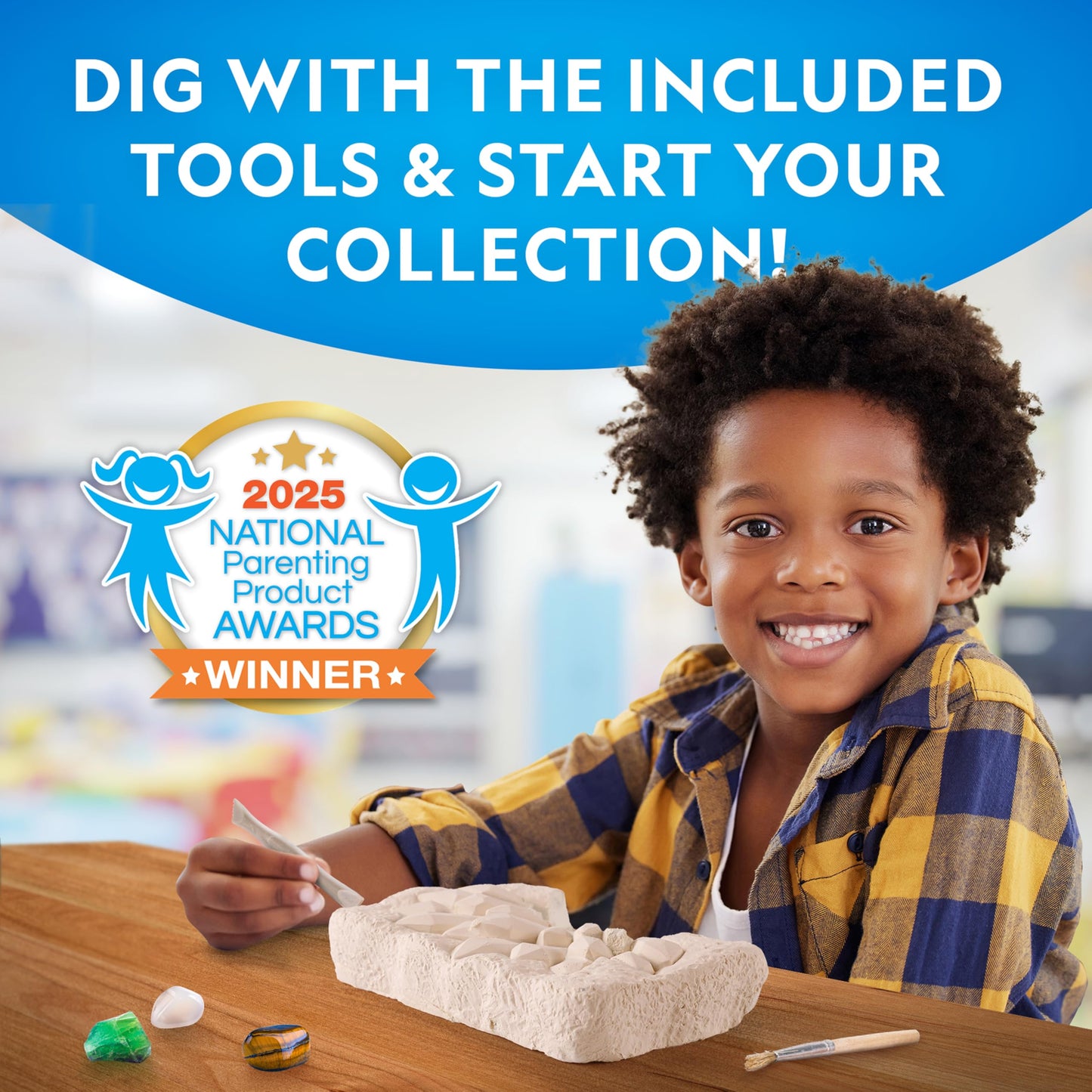 National Geographic Gemstone Dig Kit with 10 Real Gemstones for Kids