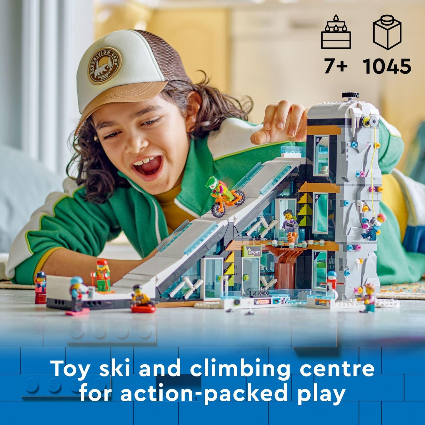 LEGO City Ski and Climbing Center 60366 Building Toy Set, 3-Level Building with a Ski Slope, 8 Minifigures and 2 Animal Figures for Imaginative Winter