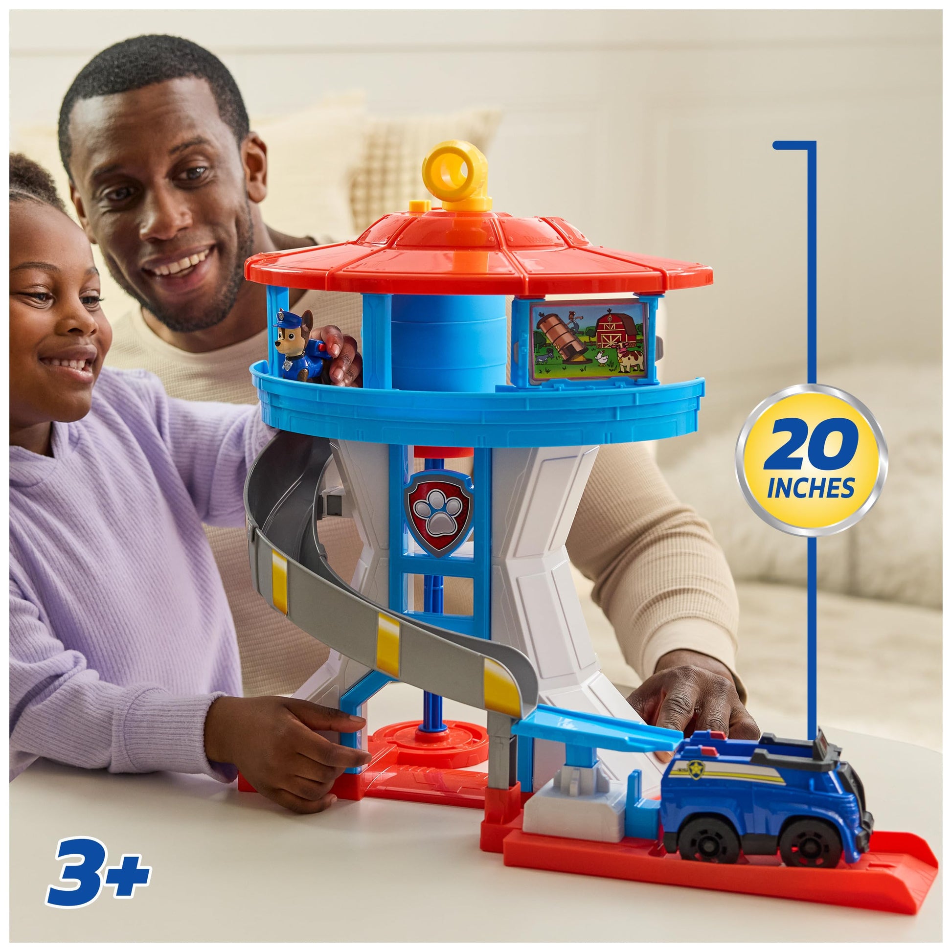 Paw Patrol Lookout Tower, 20-Inch Tower with Chase Action Figures, Rescue Vehicle & Launcher, Kids Toys for Boys & Girls Ages 3 and Up