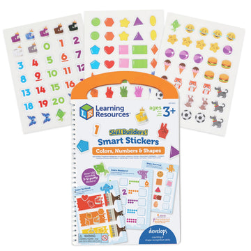 Learning Resources Skill Builders Smart Stickers Colors, Numbers, and Shapes, Reusable Sticker Book, Montessori Busy Book, Preschool Classroom Must