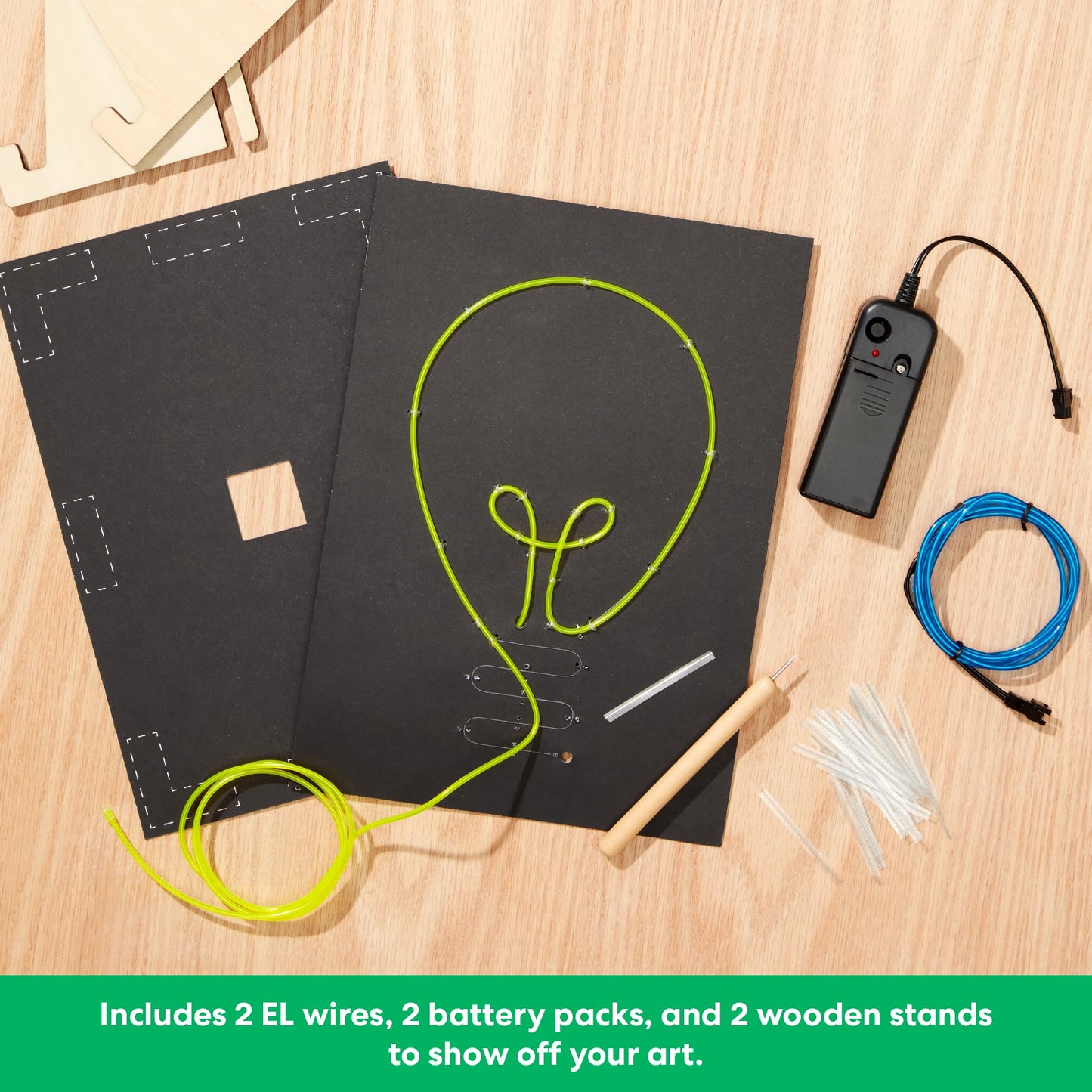 KiwiCo DIY Light-Up Wire Art STEM Kit, Ages 9+ - Electroluminescent Neon Sign Gift for Kids | Includes Battery Packs & Templates | Educational Science