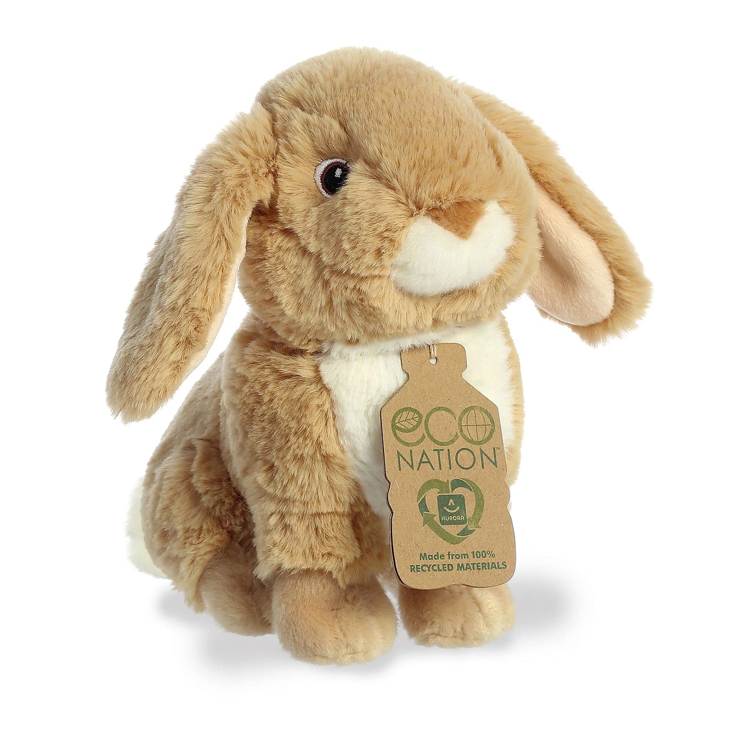 Aurora® Responsibly Made Eco Nation™ Lop-Eared Rabbit Tan Stuffed Animal - Ideal for Playtime Adventures - Perfect for Birthdays or Just Because
