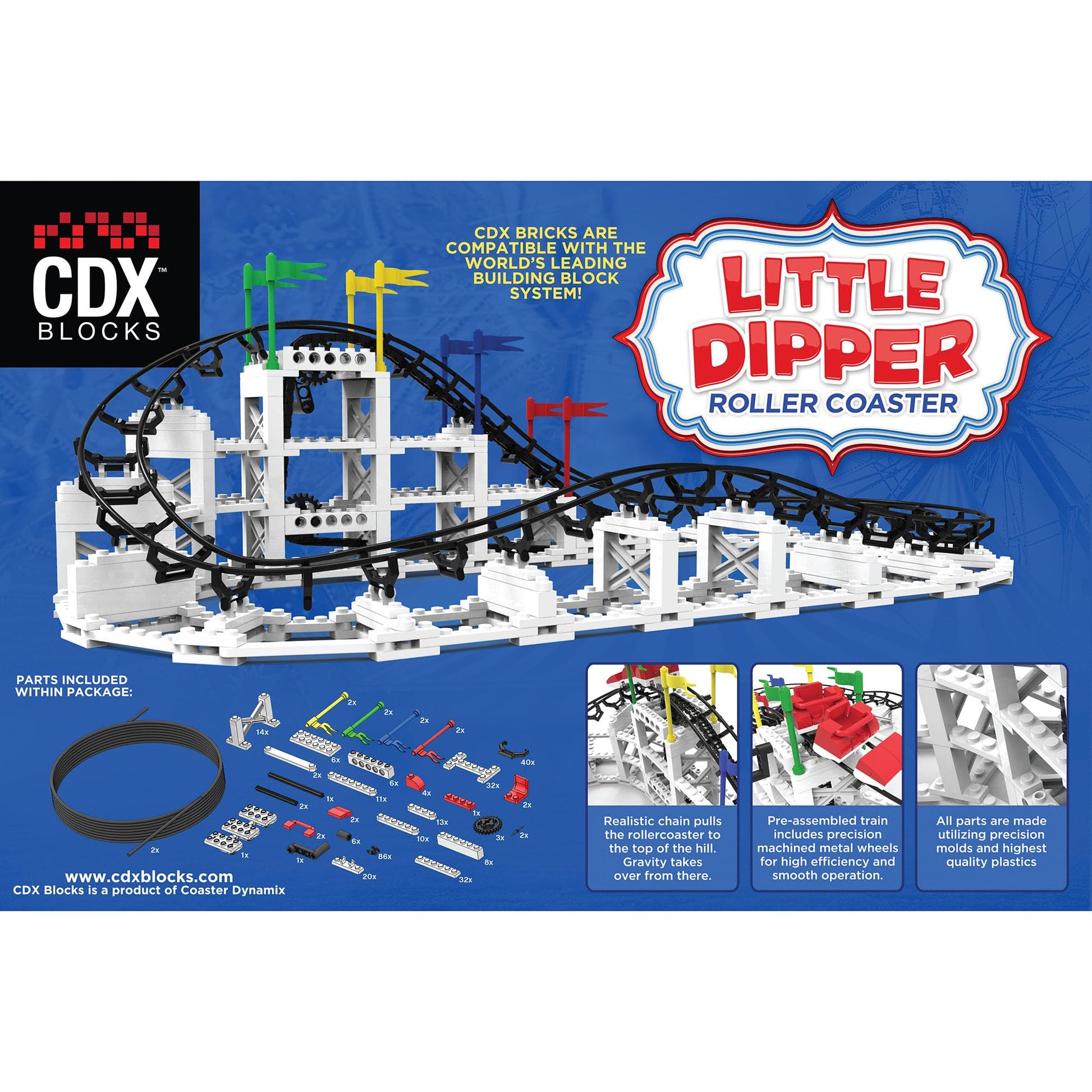 CDX Blocks: Little Dipper - 324 Pcs, Building Brick Set, Gravity Powered Roller Coaster Model, Promotes STEM Learning