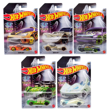 Hot Wheels Mattel 2022 Halloween Die?Cast 5?Vehicle Collector’s Set, Haunted Graphics & Glow Effects, 1:64 Scale, DXT91-956E, Ages 3+