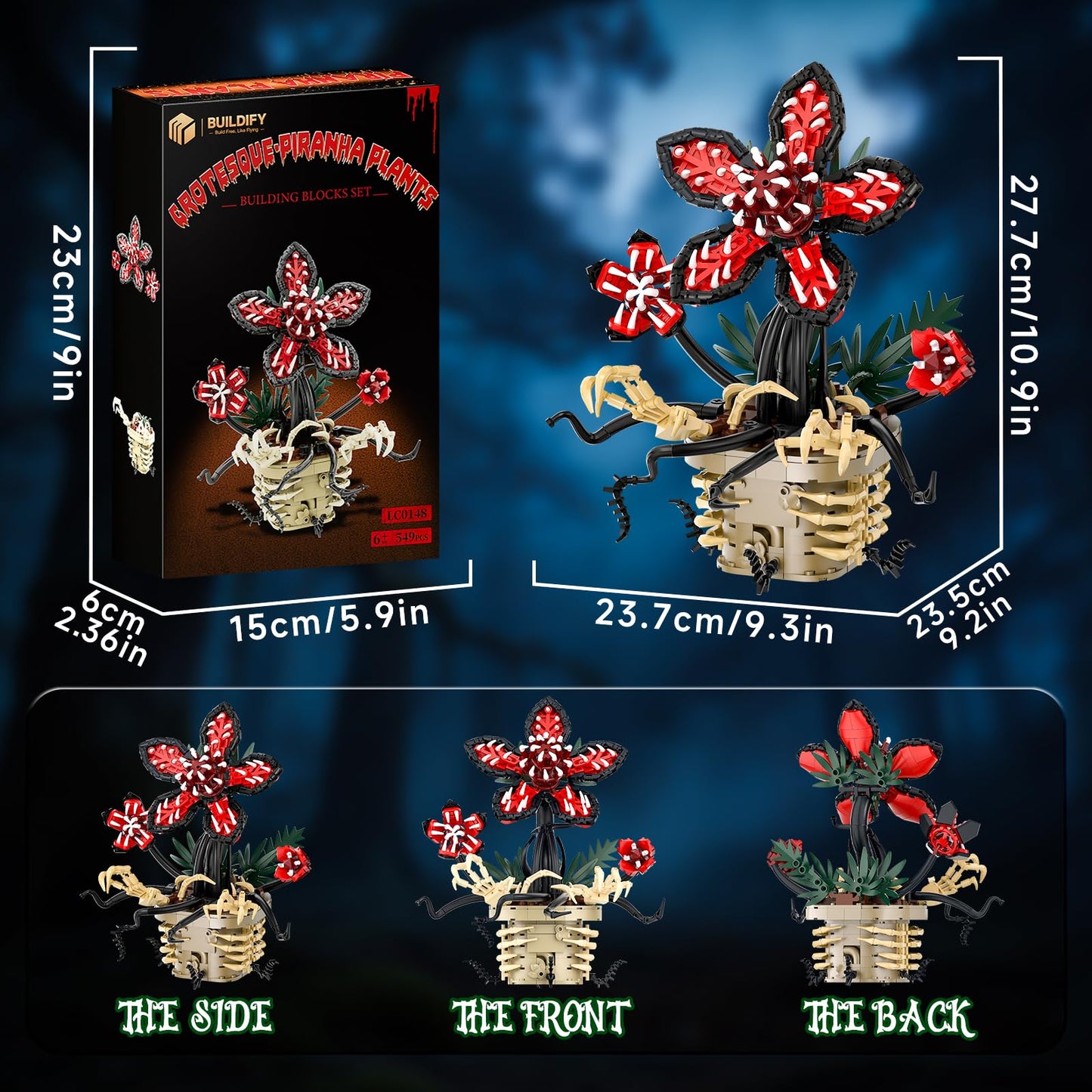 Strange Cannibal Flower Building Set, Piranha Botanical Model Kits, Creative Plant Collection Home Decor, Halloween Christmas Birthday Holiday Gift