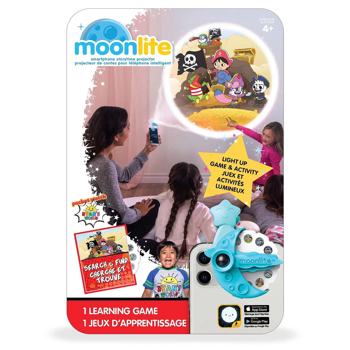 Moonlite Storytime - Ryan's World - Search & Find - A Magical Way to Read Together - Projector Sold Separately - Digital Story w/ Sound FX - Learning