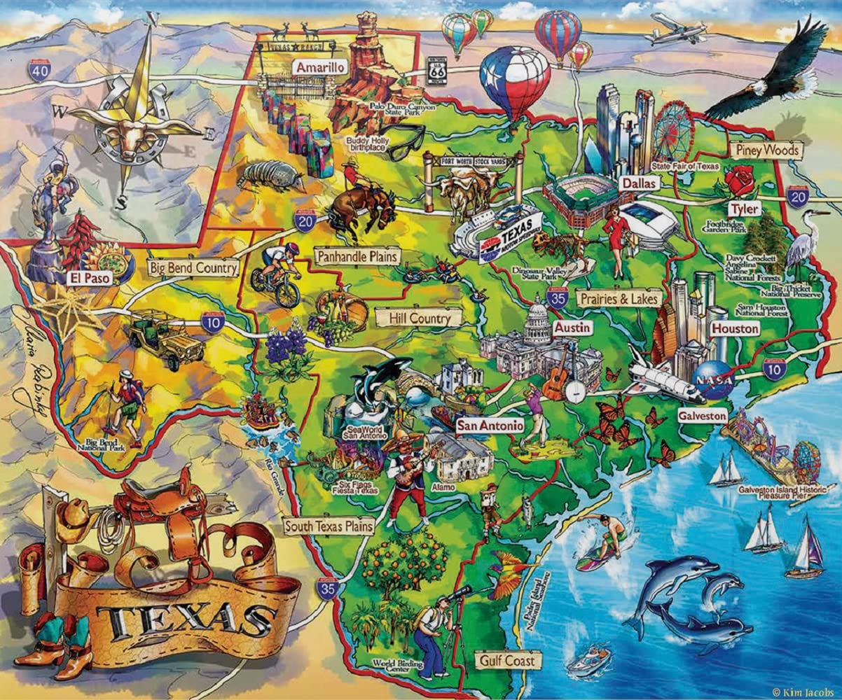 SUNSOUT INC - Texas - 1000 pc Jigsaw Puzzle by Artist: Maria Rabinky - Finished Size 23" x 28" - MPN# 20516