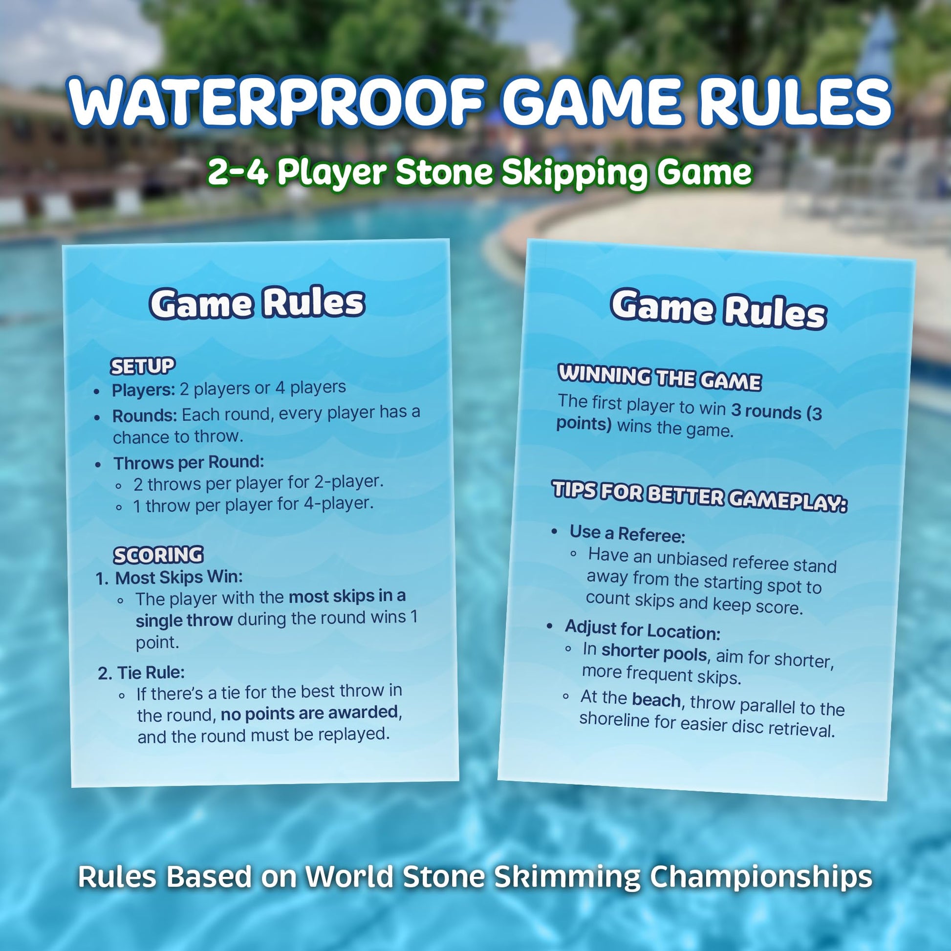 Soft Stone Skippers Game - Fun Pool Toys for Kids All Ages - 4 Pack Water Skipping Discs Set - Beach Games Summer Beach Gifts for Boys & Girls Ages 3