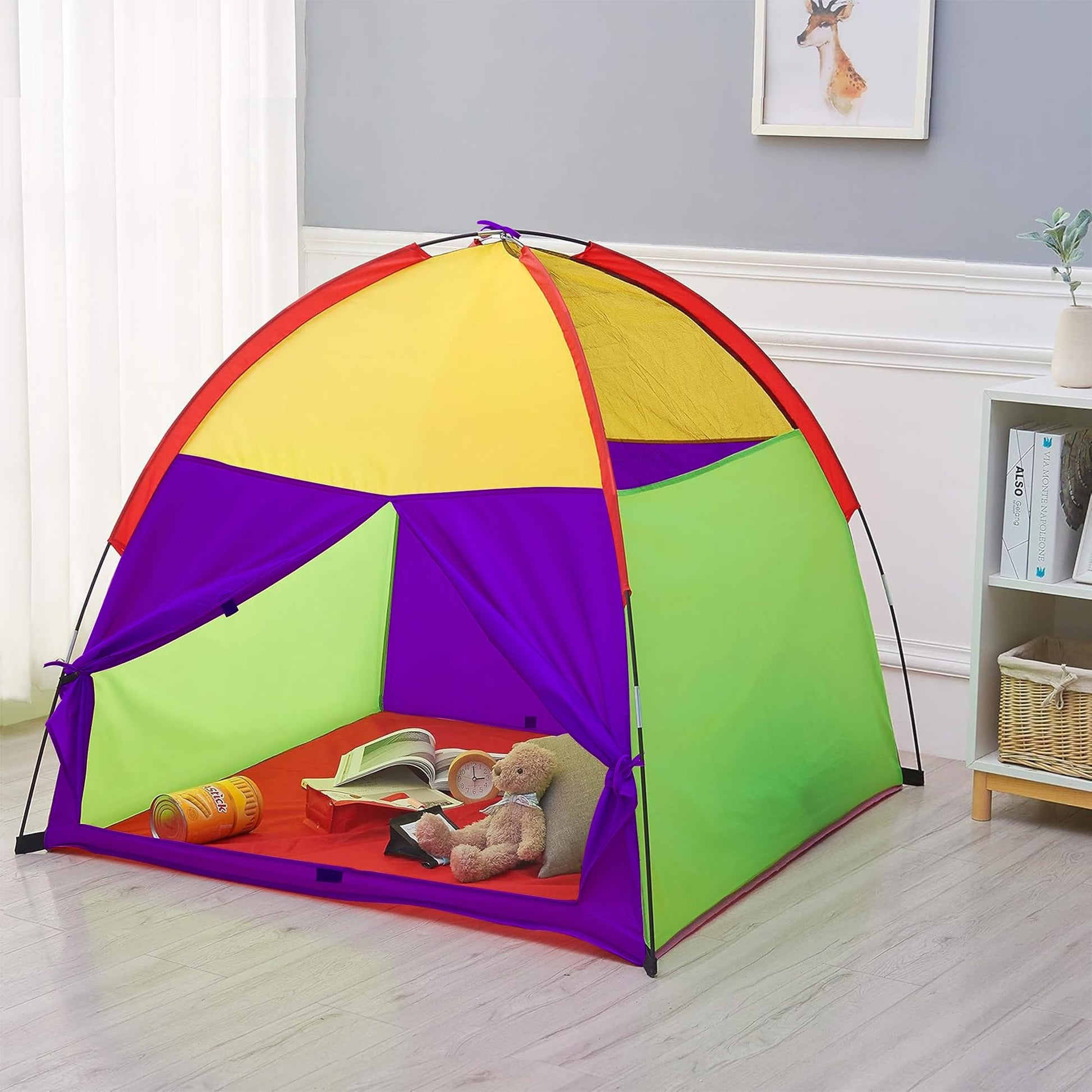 ATDAWN Kids Play Tent, Kids Pop Up Tent, Camping Playground, Indoor/Outdoor Children Playhouse for Boys and Girls, Rainbow Color
