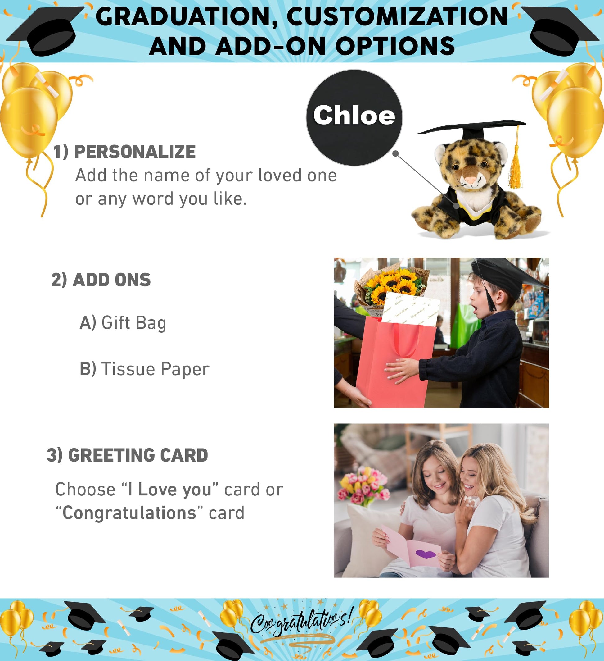 DolliBu Squat Leopard Graduation Plush Toy - Soft Leopard Plush Graduation Stuffed Animal Dress Up with Gown & Cap with Tassel Outfit - Gift