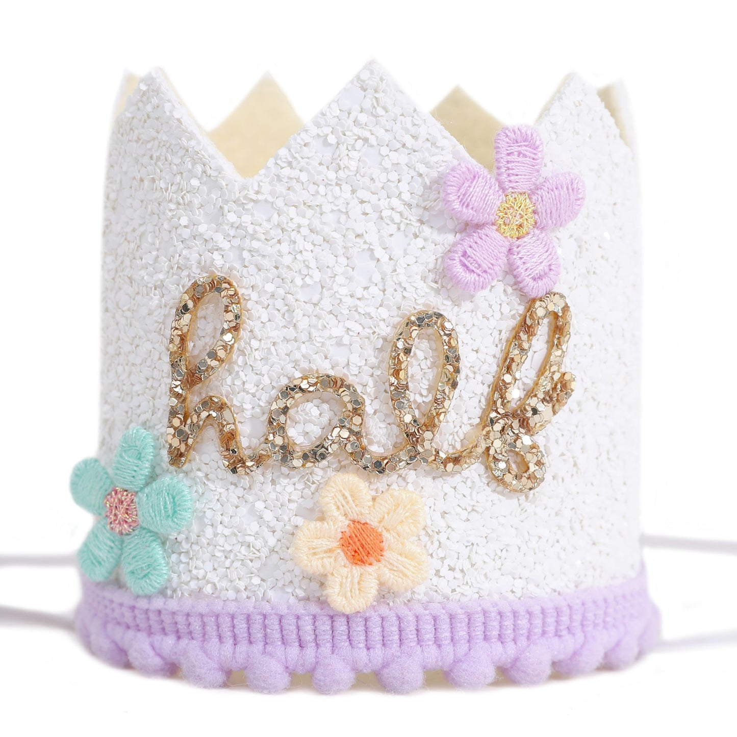 YOUAME Daisy Floral Half Birthday Hat - Flower Cake Smash Crown for 6 Month Baby, Half Way To One Party Crown, Sweet Mini Photo Prop