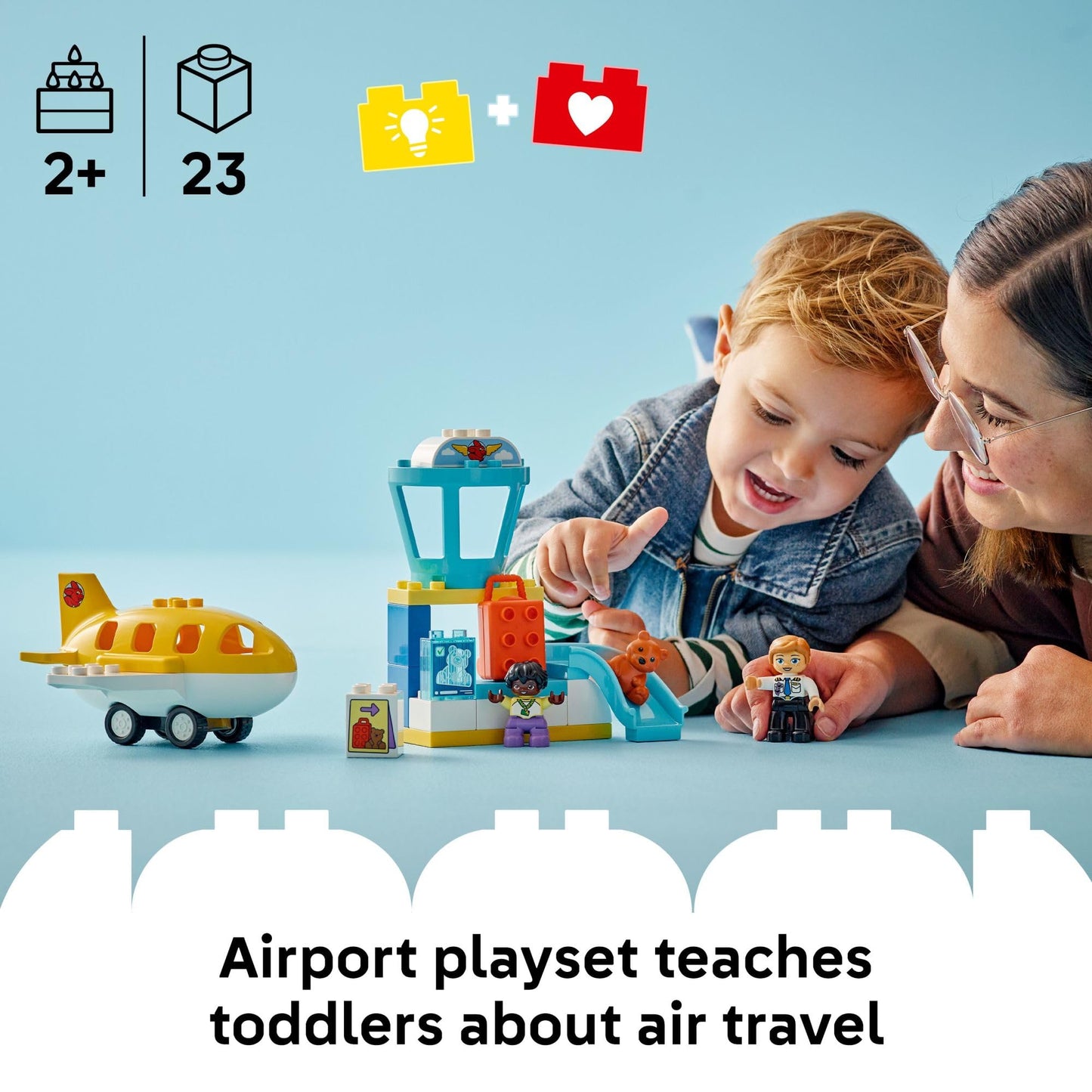 LEGO DUPLO Town First Time at the Airport Building Toy - Learning Play Set for Boys & Girls Ages 1.5+ - Little Ones Use Building Blocks to Explore