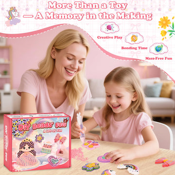 YoFellas DIY Bead Art & Mosaic Kit for Kids Ages 6-12 - Complete Craft Set with Bead Pens, Colorful Templates, and Fun Stencils - Creative Arts