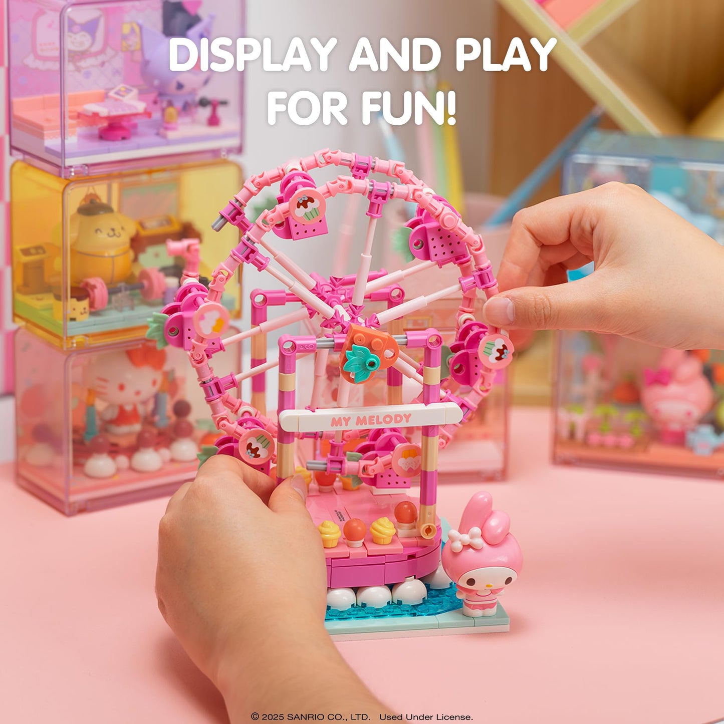 Hamee Sanrio Hello Kitty and Friends ‘Summer Wunderland’ Cute Water Theme Park Building Block Set Birthday Gift, Party Favor, Stress Relief