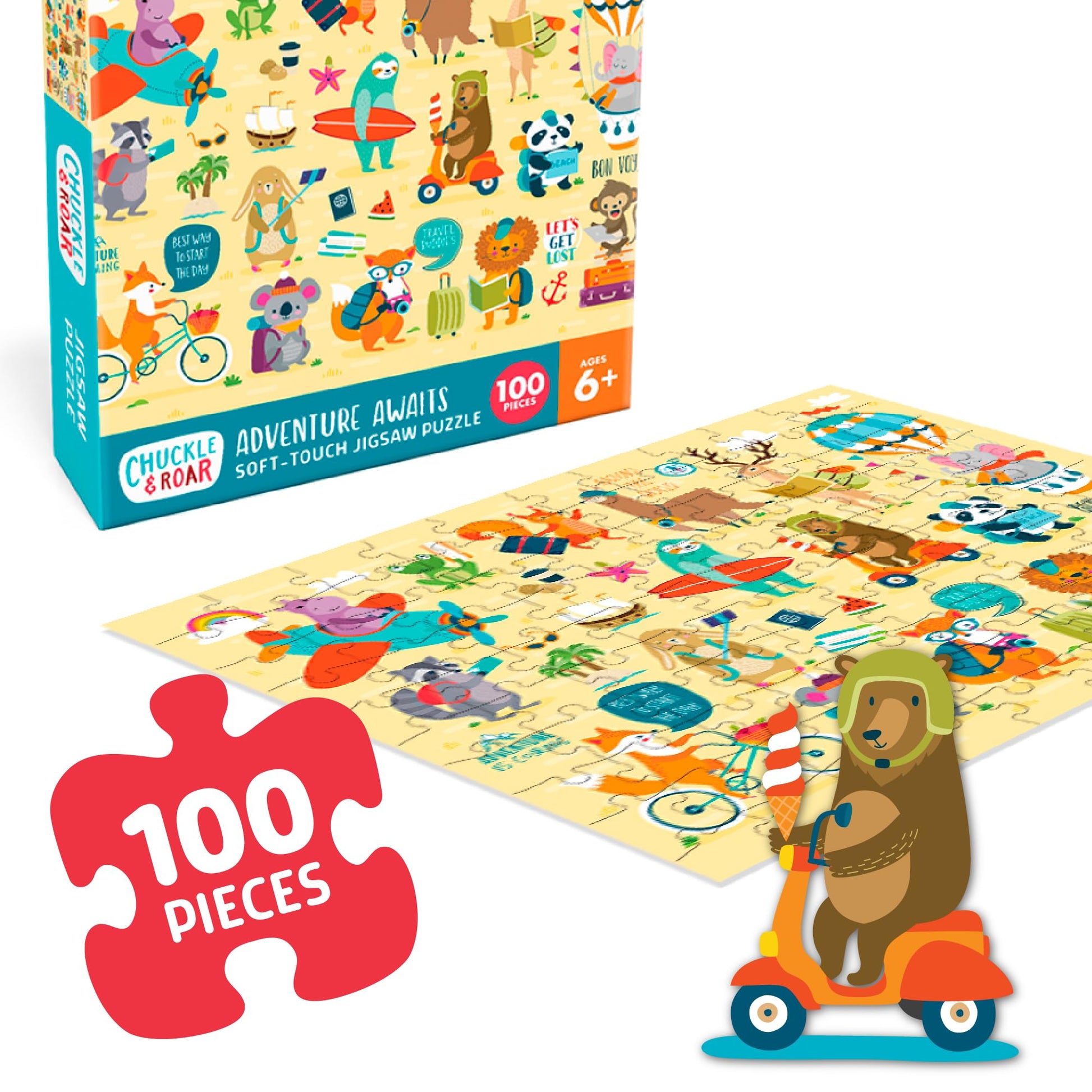 Chuckle & Roar Adventure Awaits 100 Piece Jigsaw Puzzle for Kids Ages 6-8