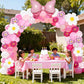 126 Pcs Pink Balloon Garland Arch Kit, Hot Pink Rose Red Balloons For Cartoon Themed Birthday Party Decorations Girls Kids Gatherings Party Supplies