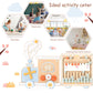 Pillowhale Train Activity Wall Busy Board, Wooden Montessori Sensory Toys, 12-in-1 Learning Activity Center for Playroom,Daycare, Nursery, Classroom