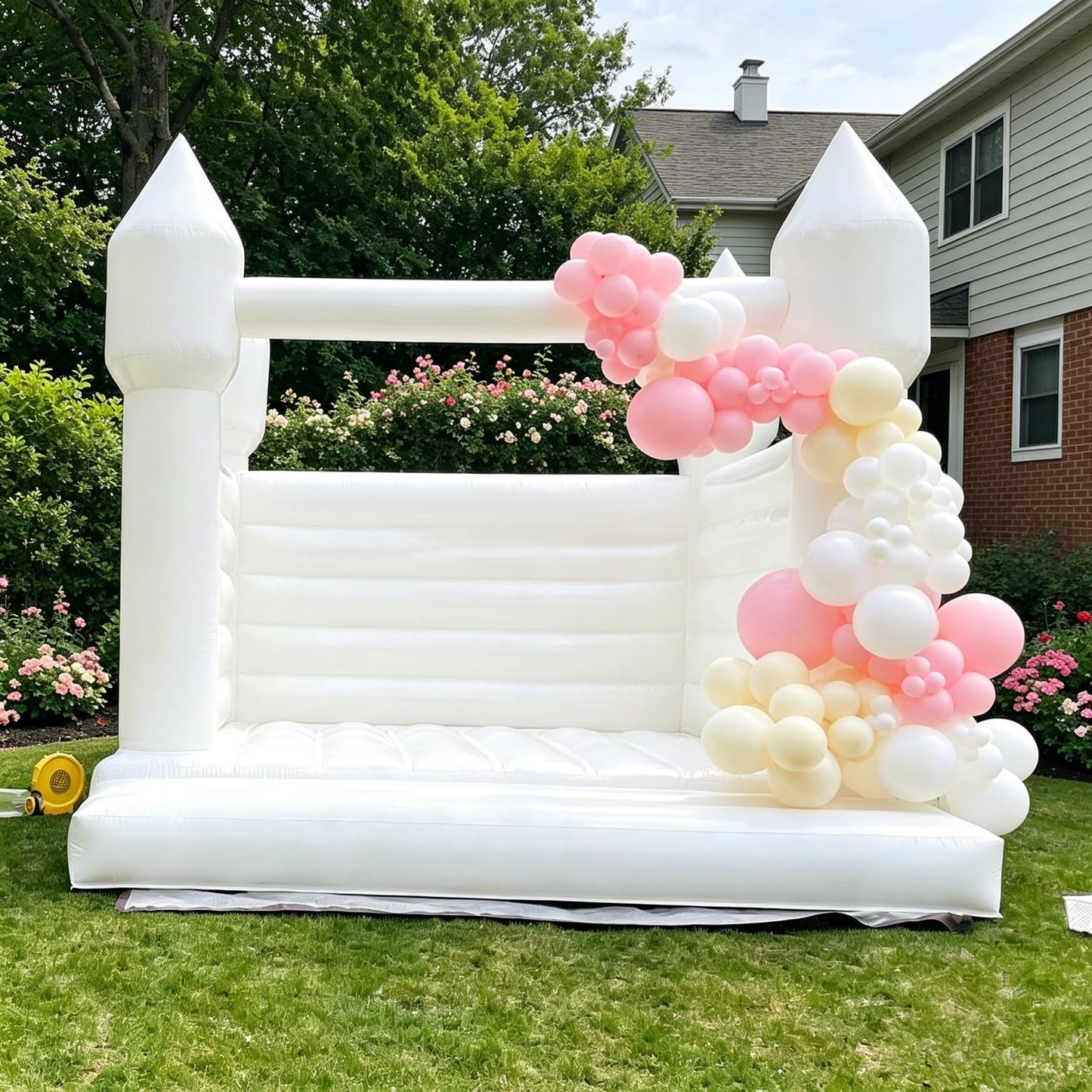 Inflatable White Bounce House for Kids, 12X12FT PVC Inflatable Jumping Castle for Party with 950w Air Blower, Durable and Easy to Set up, for Wedding