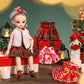 Sumind 14 Pieces Christmas Doll on Clothes Accessories Outfits Set Including Skirts, Bathrobe, Sleeping Bag, Fluffy Vest, Shirt, Scarf, Eye Cover