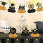 9PCS Graduation Party Decorations Class of 2025 Congrats Grad Table Centerpiece Congratulate Graduation Black and Gold Honeycomb Table Toppers