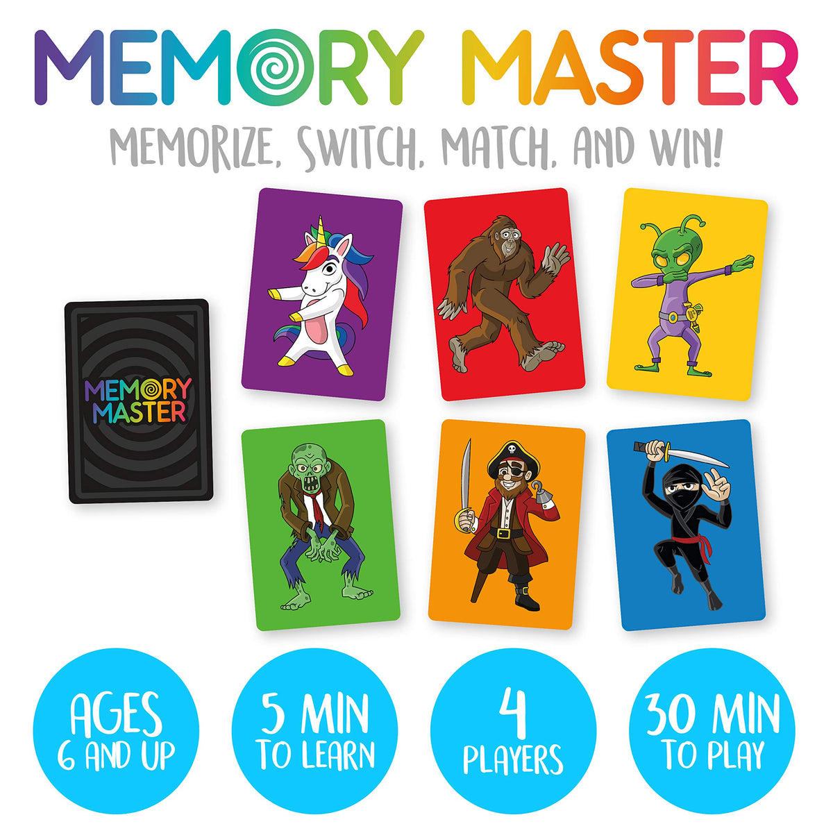 Aquarius Memory Master Card Game - Fun Family Party Game for Kids, Teens & Adults - Entertaining Family Game Night Gift - 4 Players - Ages 6 & Up